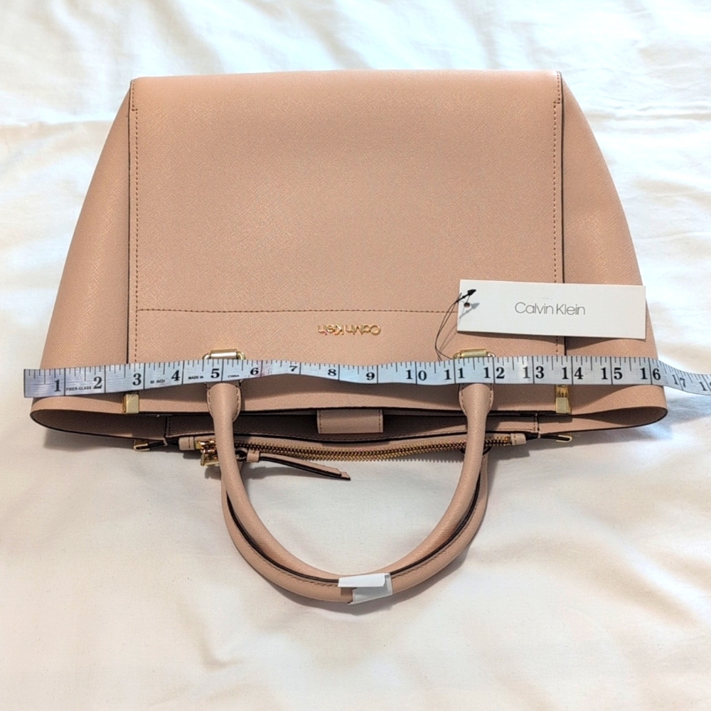 Calvin Klein Raelynn Light Pink  Medium Saffiano Satchel Bag Style: H9AD19DVdt5 - Picture 6 of 13